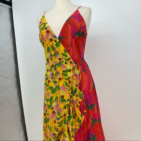 Farm Rio Garden Mix Maxi Wrap Floral Dress NWT - Picture 14 of 17